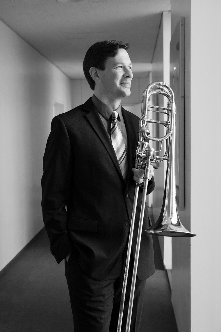 Portrait of trombonist George Curran by Jennifer Taylor